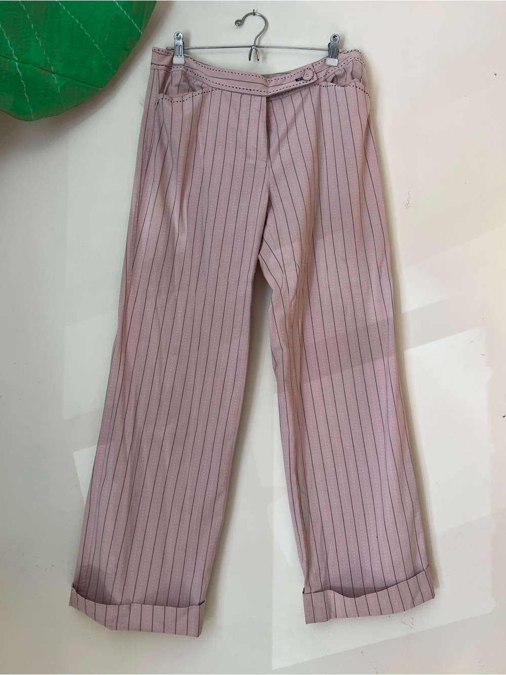 Pink Striped Wide-Leg Bottoms